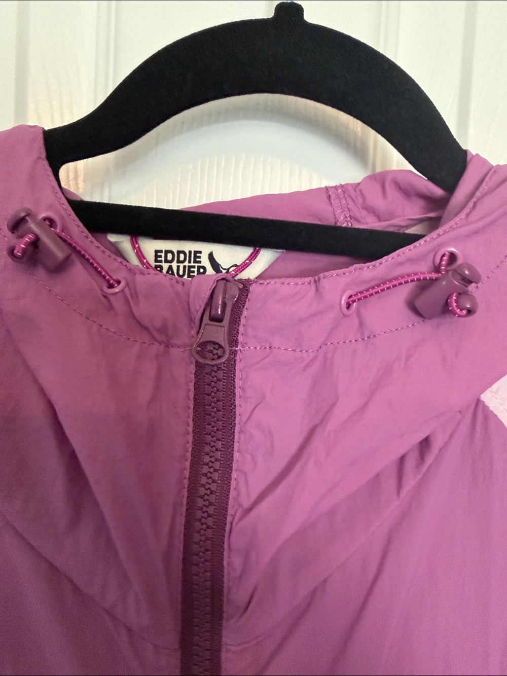 Eddie Bauer Colorblock Pink & Purple Hooded Windbreaker - Picture 9 of 11